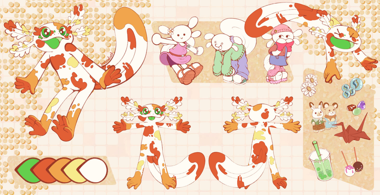 Lined ref sheet + details + outfits